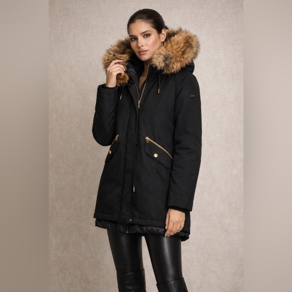 RUDSAK Other - RUDSAK Mona 3-in-1 Fur Trim Parka Black Gold Hardware Luxury Winter Coat